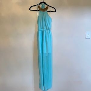 Bebe Turquoise Maxi Dress (XS)